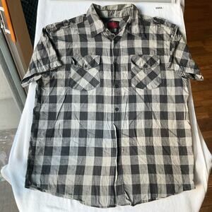Black Jack Men’s Short Sleeve Button Down Panel Shirt size XL, Black & Gray